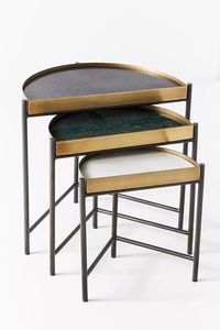 Classic <b>Round</b> Iron <b>Nesting</b> <b>Table</b> With Marble Top For Living Room Bedroom And Hotel Interior Furniture Use - Product Image 6