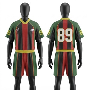 Ensemble short en jersey maillé premium 120 GSM respirant, vert, rouge, noir, vêtements de sport personnalisés avec logo par transfert thermique, tenue d'équipe sans manches - Product Image 1