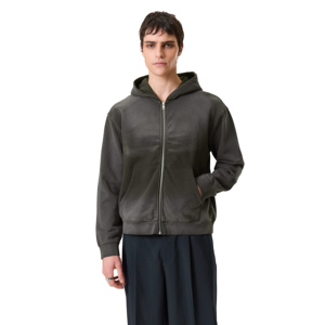 Sweat à capuche zippé pour homme de haute qualité, respirant, avec design effet soleil délavé, broderie personnalisée et teinture unie pour l'hiver - Product Image 1