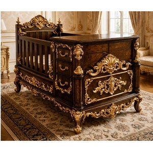 Luxury Upholstered Modern Baby Bed Cot with Detachable Design Teak Wood Hand Carved Cradle Customizable Size & Color - Product Image 1