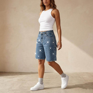 Shorts Bermuda en Jean pour Homme, Style Décontracté Vintage, Taille Mi-Haute Élastique, Tissu 100% Coton Tissé Respirant, Poches, Idéal Sport - Product Image 3