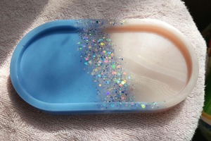 Plateau en résine thème mariage avec incrustation de perles pour événements élégants, présentation de cartes et de cadeaux, plateau de service décoratif en gros - Product Image 3