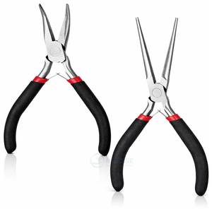 Juego de 2 Pinzas de Acero Inoxidable con Punta Pequeña, Mini Pinzas para Joyería, Punta Larga y Curva para Fabricación de Joyería, Reparación y Envoltura de Alambres - Product Image 1