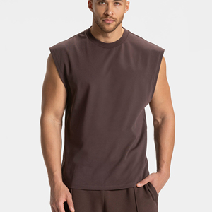 Camiseta sin mangas extragrande personalizada para hombre, de poliéster y algodón, cuello redondo, ajuste holgado, ropa casual de calle, venta al por mayor - Product Image 5