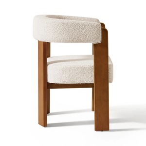 Chaise de salle à manger rembourrée ergonomique, durable et écologique de style scandinave moderne avec pieds en bois et assise en coton, mobilier pour la maison - Product Image 2