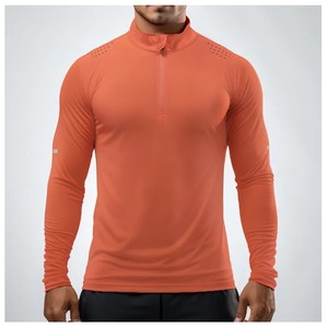 T-shirt décontracté pour homme en coton 100% à manches courtes, col rond, respirant, séchage rapide, coupe classique, couleur orange - Product Image 1