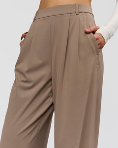 Pantalones de Pierna Ancha de Cintura Alta para Mujer, Satinados, Holgados, Plisados, Largos, de Color Sólido, Estilo Minimalista Otoñal - Product Image 6