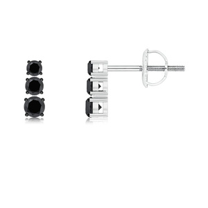 Pendientes de Diamantes Negros Naturales Vintage, Oro de 10K, 14K, 18K, Plata 925, 935, para Mujer, para Compromiso, Boda, Uso Diario - Product Image 3