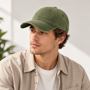 Casquette de baseball vintage en coton délavé, réglable avec boucle, unisexe, couleur unie - Product Image 5