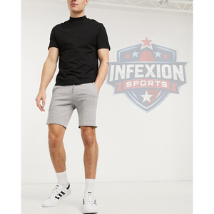 Pantalones Cortos Deportivos Grises para Hombre, 100% Poliéster Tejido, con Franja Lateral Blanca, Cintura Media, Corte Casual - Product Image 4