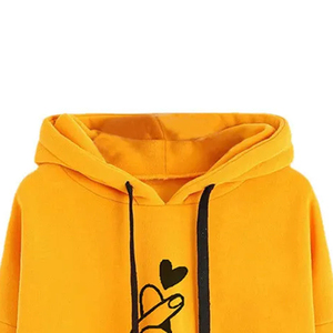 High Quality Women's Hoodie Long Sleeve Knitted <b>Sweatshirt</b> With <b>Heart</b> Hand Print Casual Autumn Wear 100% Cotton Breathable - Product Image 5