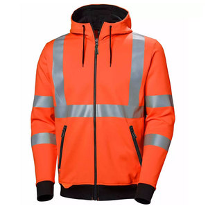 Vêtements de travail d'hiver à manches longues haute visibilité pour la construction, sweats à capuche avec bandes réfléchissantes, vêtements de sécurité, sweats à capuche zippés - Product Image 3