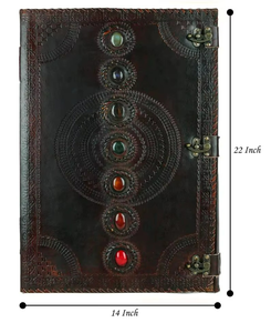 Cuaderno de bocetos antiguo de cuero rústico vintage Seven Stone, sin rayas, con encuadernación cosida a caballo, papel reciclado con borde deshilachado para acuarela - Product Image 5