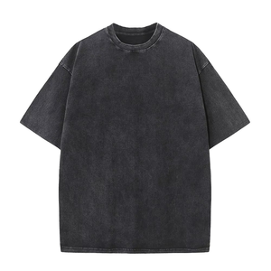 T-shirt à logo personnalisé en coton délavé à l'acide, séchage rapide, respirant, col rond, écologique, léger, tricoté, coupe ample - Product Image 2