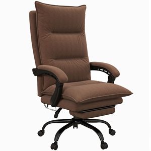 Cozy Brown <b>Heated</b> and Massage <b>Office</b> <b>Chair</b> with 6 Vibration Points Reclining <b>Chair</b> with Footrest Armrest and Padding - Product Image 1