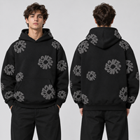 Sweat à capuche polaire noir uni pour l'hiver, gris, OEM, manches longues, style pull, coupe décontractée, design avant et arrière, mode streetwear