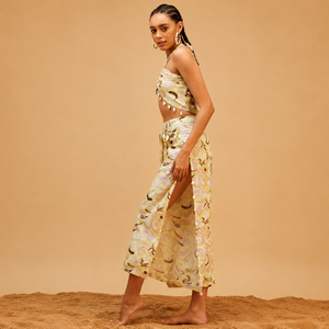 ชุดเซ็ตผ้าลินินพรีเมียม Way to the Waves สำหรับผู้หญิง ระบายอากาศได้ดี เหมาะสำหรับฤดูร้อน ชุดสองชิ้นเข้าชุดกัน น้ำหนักเบา เหมาะสำหรับวันหยุดพักผ่อนฤดูร้อน - Product Image 2