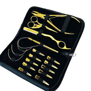 Kit professionnel de pinces à extensions de cheveux en acier inoxydable avec aiguille à boucle et outils à crochet pour l'application d'extensions de cheveux - Product Image 1