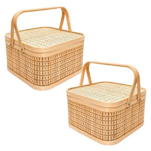 PHU HAO Best Selling Eco-Friendly Bamboo Gift <b>Basket</b> with Lid and Handles for Corporate Gifts Home Decor - Product Image 1