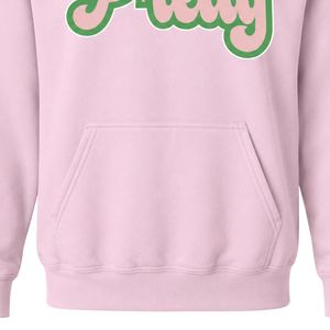 Sweat à capuche rose élégant avec motif graphique et lettres vertes, en molleton de coton, à manches longues, décontracté, pour femme - Product Image 6