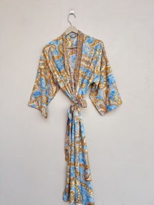 ชุดคลุมอาบน้ำผ้าไหมหรูหรา นุ่มสบาย ยาวแบบกิโมโน - Product Image 3