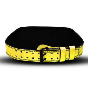 Cinturón de Levantamiento de Pesas Acolchado de Cuero Vacuno Amarillo, Transpirable y Resistente, con Protección Profesional para Uso Unisex - Product Image 4