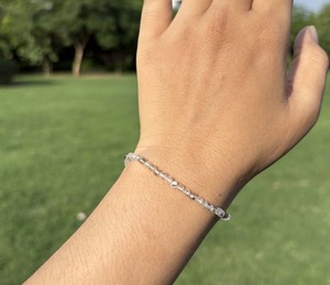 Pulsera de Cuentas de Cristal de Diamante Herkimer Genuino, Hecha a Mano, Plata de Ley 925, Joyería Minimalista, Proveedor de Fábrica - Product Image 1