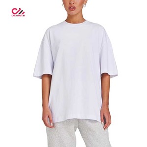 Premium Quality <b>Women</b> Oversized <b>White</b> Crew Neck <b>Short</b> <b>Sleeve</b> T-<b>Shirt</b> Loose Fit Plain Jersey Cotton Casual Top All Seasons - Product Image 1