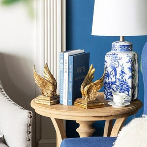Antique design cast aluminum swan wings bookend set bronze finish decorative metal book holder vintage luxury desk organizer - Product Image 4