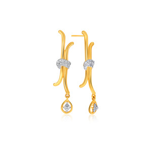 Aurora Knot Lab Grown Diamond Drop <b>Earrings</b> Twisted Design 14K Yellow Gold <b>Infinity</b> Curve Dangle - Product Image 2