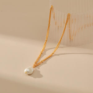 Collar con Colgante de Perlas Irregulares de Diseño Francés de Alta Gama Estilo Barroco con Cadena para Clavícula para Suéteres - Product Image 2