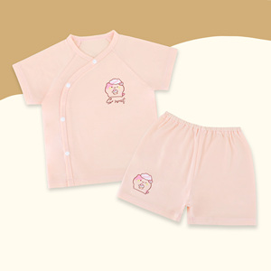 Conjunto de Ropa para Bebé, 2 Piezas, Diseño de Dibujos Animados, Cuello Redondo, Manga Corta, Modal, Spandex, Tejido de Punto Transpirable, Unisex, para Todas las Temporadas - Product Image 4