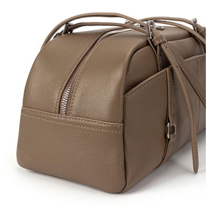 Brown Genuine Leather 14-Inch Detachable Strap Minimalist Style Female Shoulder Bag with Zipper Closure for Outdoor Use - Product Image 4