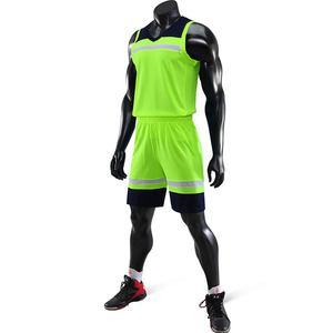 Ensemble short et maillot de basket-ball rayé blanc et bleu pour homme, col en V, sans manches, vêtements de sport respirants, toutes saisons - Product Image 2
