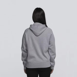 Chaqueta polar gris para mujer con cremallera completa, capucha, bolsillo canguro, ajuste regular, para otoño, impermeable, con cuello y mangas desmontables - Product Image 2