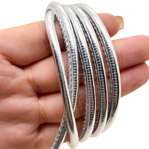 Silver Plated Leather Cord <b>Round</b> 2mm to 8mm For Bracelet Making Jewelry Findings Roll Pack - Product Image 1