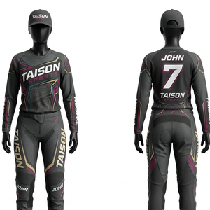 Maillot de motocross pour femme, premium, 180 GSM, polyester mesh respirant, rouge et noir, design graphique, sublimation, logo personnalisé - Product Image 6