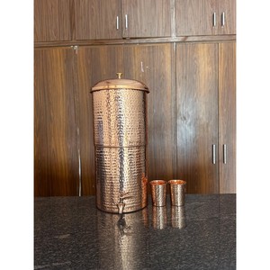 Dispensador de agua de cobre de diseño moderno con tapa y dos tazas, diseño vintage, gran capacidad, para uso doméstico y en fiestas. - Product Image 5