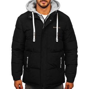 Veste de canard d'hiver super remplie pour hommes coupe-vent Ripstop matelassé à capuche col poche toile style motard enduit traité - Product Image 3