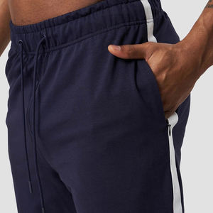 <b>Men's</b> <b>Navy</b> Cotton Sweatpants Side Stripe Elastic Waist Drawstring Casual <b>Joggers</b> Breathable Quick Dry Lightweight Winter Wear - Product Image 3