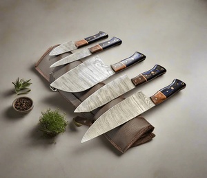 Handmade 67-Layer Damascus Steel Chef's <b>Knife</b> Set 5-Piece Ambidextrous Wood Handles Eco-Friendly <b>Kitchen</b> & BBQ <b>Knives</b> - Product Image 5