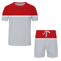Conjunto de 2 Piezas para Hombre, Verano, Camiseta y Pantalones Cortos Casuales, Manga Corta, 100% Algodón, Felpa Transpirable, 200gsm, Estilo Urbano, Digital
