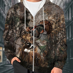 Sudaderas con capucha con estampado digital completo, sudadera con capucha de camuflaje para hombre, fabricante de ropa de mezcla de algodón, sudadera con capucha de caza, ropa de calle personalizada - Product Image 4