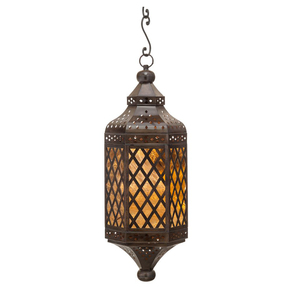 Farol de Hierro con Paneles de Vidrio Azul Grabado, Diseño Intrincado, Hecho a Mano, Decoración para el Hogar, Portavelas - Product Image 5