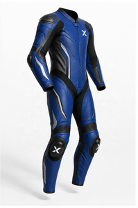 Combinaison de moto en cuir sur mesure |   Bleu Noir Forêt Verte |   Fabricant OEM ODM |   Qualité de conception haut de gamme | - Product Image 2