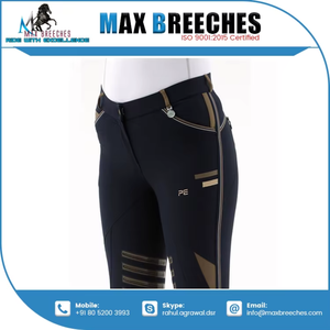 Jodhpurs d'équitation en nylon et cuir de haute qualité et confortables |   Pantalon d'équitation avec patchs de genou en silicone imprimé intégral - Product Image 3