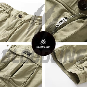 Pantalones Cortos Cargo Grises para Hombre, Marca Bloodline, Cintura Elástica con Cordón, Bolsillos, Estilo Casual, Tela Oxford Transpirable - Product Image 6