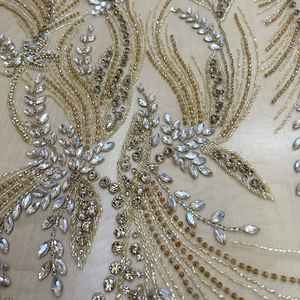 Tissu en dentelle à sequins brodés à la main de qualité supérieure, en gros, pour robes de soirée de luxe, robes de bal, tenues de fête, accessoires vestimentaires - Product Image 5