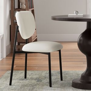 Chaises de salle à manger rembourrées beige avec pieds en métal, lot de 2 - Product Image 2