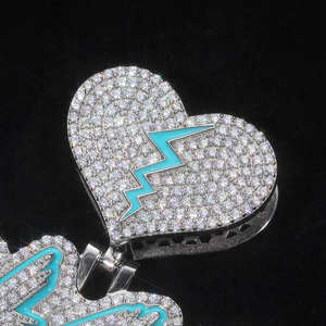 Collar Unisex de Plata 925 de Alta Calidad con Moissanita y Colgante Luminoso con Nombre Personalizado, Estilo Hip Hop, Regalo de Joyería para Hombre - Product Image 2